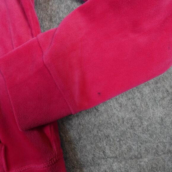 Juicy Couture Jacket Womens Medium Velour Spellout Velvet Hoodie Y2K 90 Full Zip - Picture 4 of 11